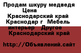 Продам шкуру медведя › Цена ­ 30 000 - Краснодарский край, Краснодар г. Мебель, интерьер » Другое   . Краснодарский край